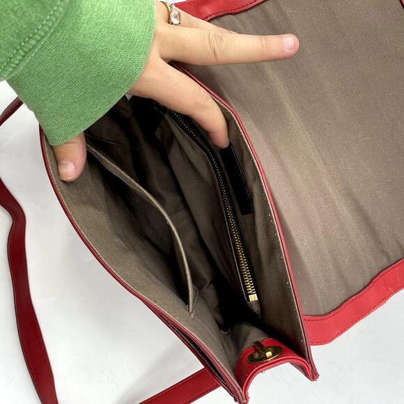 J. Crew Red Leather Foldover Shoulder Bag - Picture 5 of 9
